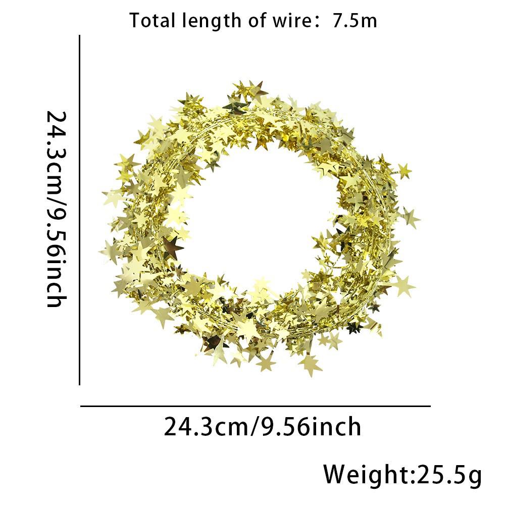 7.5 Meter Christmas Tinsel Wire Star Ornament Decoration