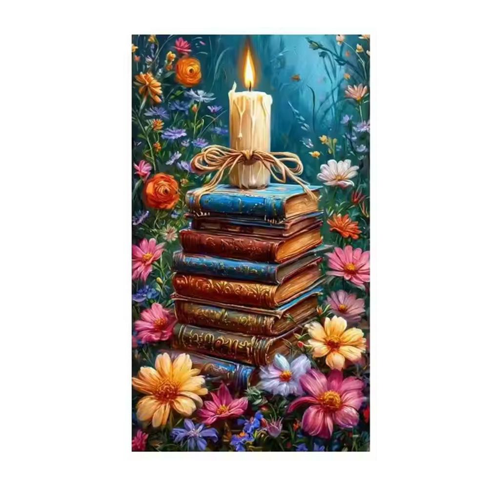5D DIY Diamond Painting Cross Stitch Kit - Fantasy Magic Books Design, Full Round Diamond Mosaic for Home Decoration