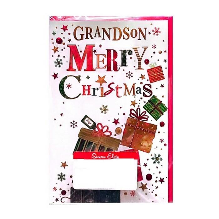 Simon Elvin Merry Christmas Grandson Greetings Card (Pack of 6)