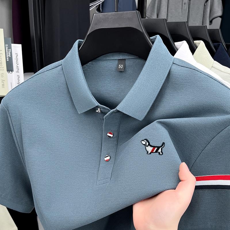 Cotton Men's Polo Shirt Lapel Short Sleeve T-Shirt Summer Arrival Small Dog Print Fashion Business Menswear