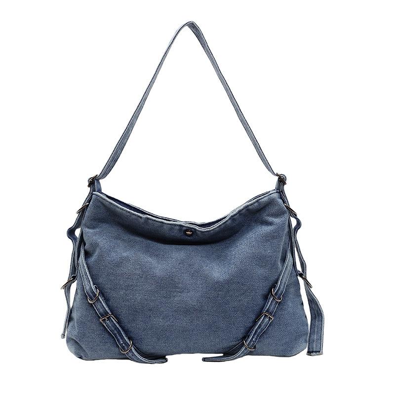 Large Capacity Denim Tote Bag Women's 2025 Winter New Casual Commuter Underarm Bag Simple Shoulder Messenger Bag