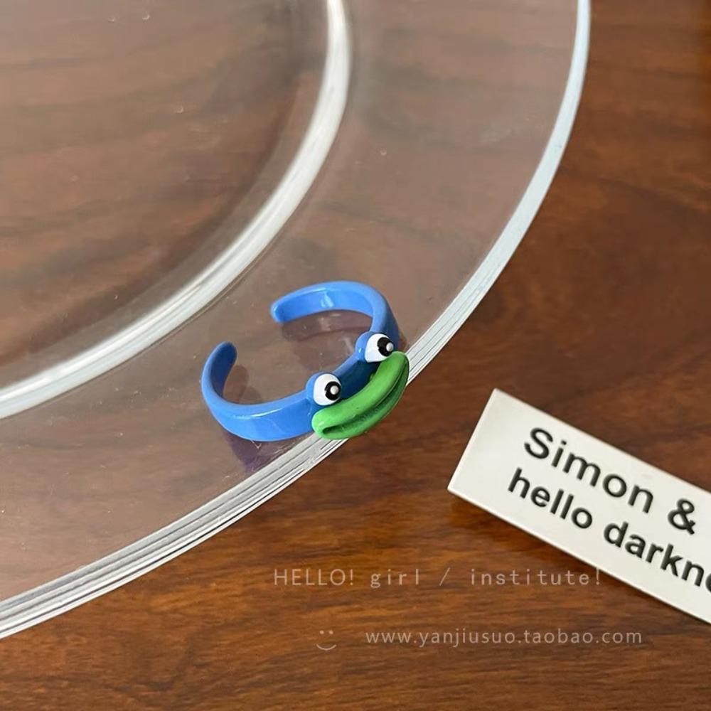 Rolig Liten Monsterring Mun Stor Ögon Pojke Korv Pekfingerring Söt Cool Tecknad Söt Flickvän Parring Smycke