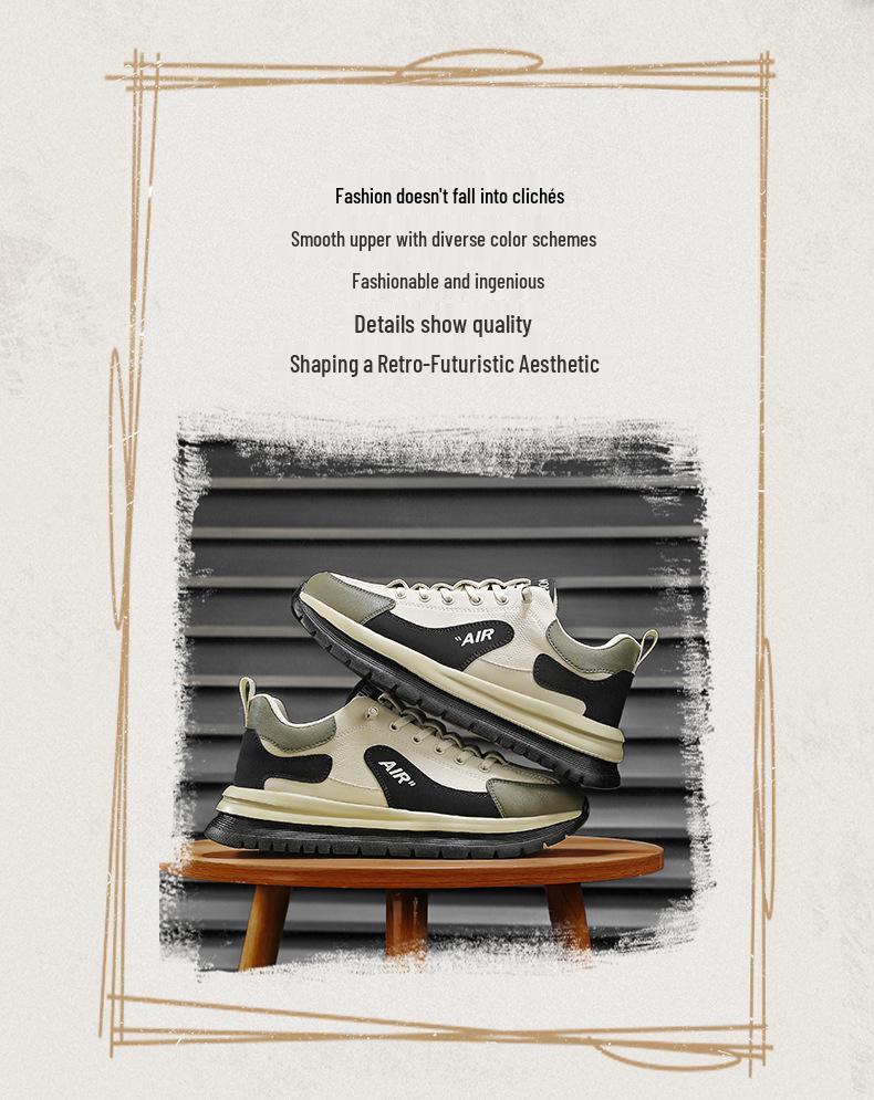 Men's Retro Casual Leather Running Shoes - Lightweight and Soft Sole for Autumn and Winter.