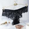 Women Lace Bow Underpants Transparent Breathable Low-Waist Briefs Embroidered Panties Bikini Comfortable Lace Thongs Panties
