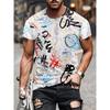 Summer Men's T-shirt Fashion Graffiti Pattern 3D Print Casual Loose Outdoor Boy Short Sleeve Tees Top Pullover Clothing