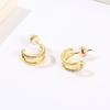 Elegant Double-Layered Rhinestone C-Shaped Earrings - Versatile Gold/Silver Ear Clips for Women