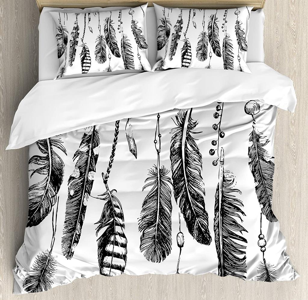 Peacock Bedding Set Comforter Duvet Cover Pillow Shams Peacock Feathers Closeup Simple Picture Mini Bedding Cover Double Bed Set