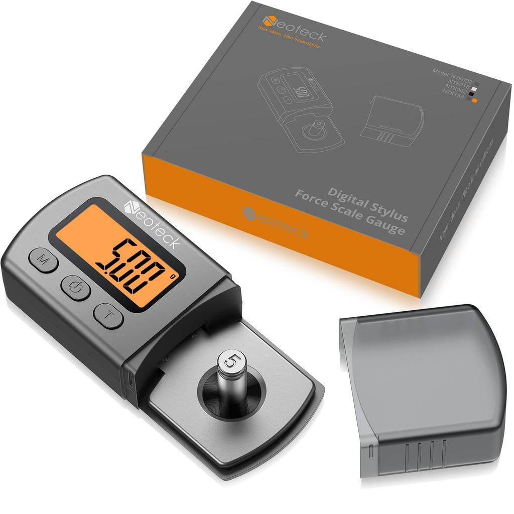 Neoteck Cântar Digital Modernizat pentru Forța Acului de Pick-up cu LCD Portocaliu 0,01g/5,00g Iluminare de Fundal(Argint)