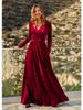 Elegant Velvet V-Neck Bridesmaid Dress for Autumn/Winter