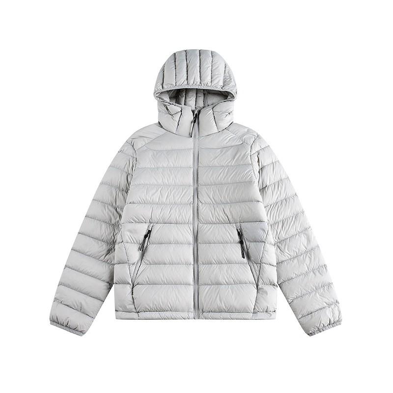 Unisex Lightweight Hooded Down Jacket Winter Short Puffer Coat Gray Navy Beige Pink Slim Warm Outdoor Casual