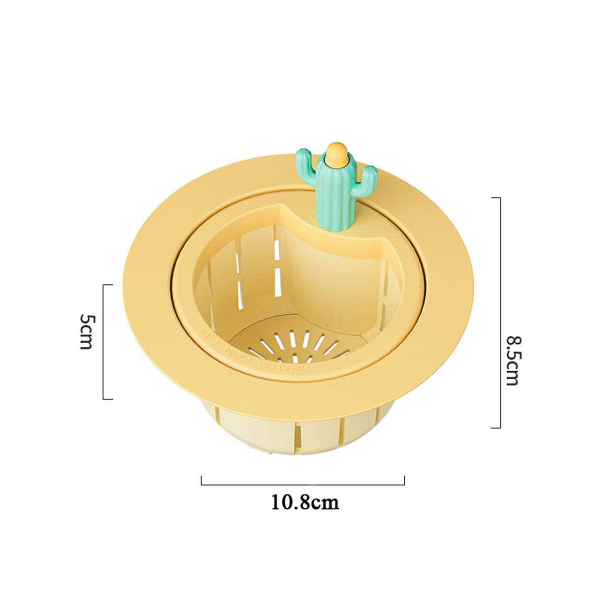 

1 шт. Фильтр для слива раковины, симпатичный кактус, фильтр для кухонной раковины, автоматический сброс остатков мусора, фильтр против засорения жёлтый