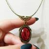 Gothic Oval Pendant Crystal Necklace Red Quartz Charm Necklace Vintage Chokers Women Fashion Jewelry Christmas Gifts