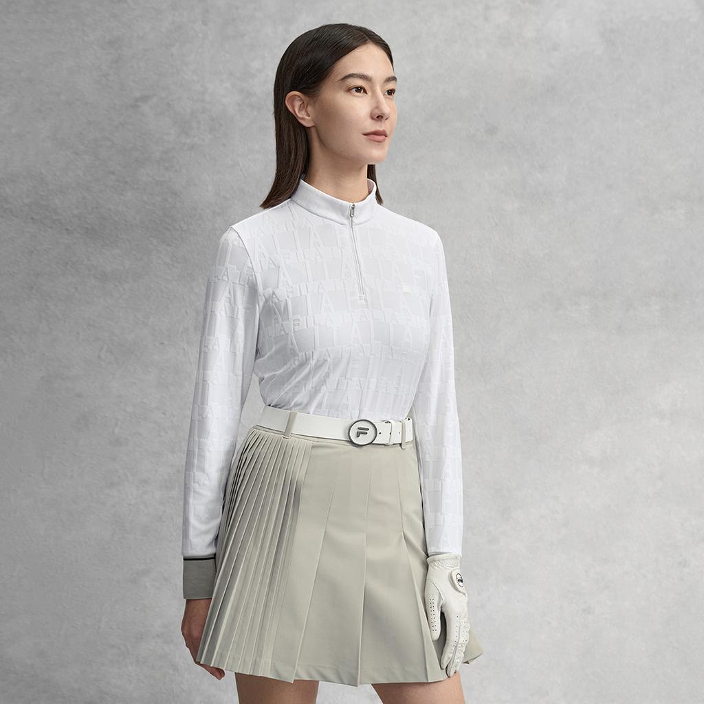 FILA Golf Series Simple Sports Casual Training Golf Versatile Comfortable Quality Half-Zip Printed Knitted Long Sleeve T-Shirt A11W615202FWT