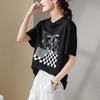Fun Printed Round Neck Short Sleeved T-shirt for Women In Summer 2025, Loose and Casual Versatile Pullover Top