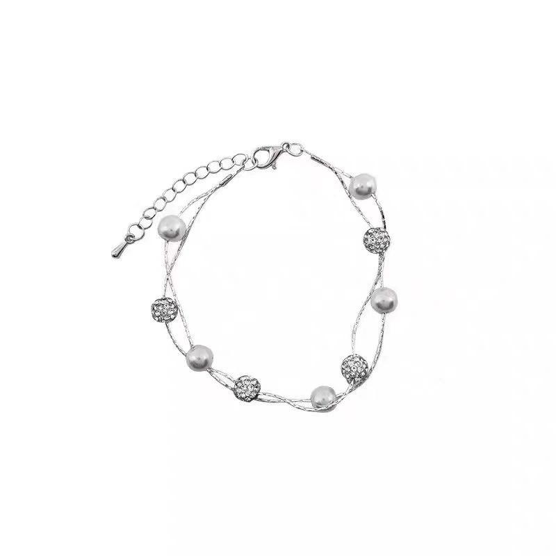 Korean Gypsy Double-Layer Frosted Bracelet Pearl Bracelet Women'S Light Luxury Delicate Girlfriend Bracelet