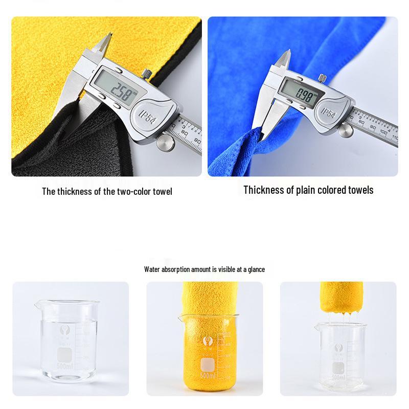 Double-Sided Absorbent Car Wash Towel - 500g Thick Coral Fleece Cleaning Cloth