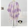 Trendy Tie Dye Knitted Hollow Out Shawl Bohemian Versatile Mongolian Poncho Ethnic Style Knitting Wraps Cape