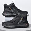 Daily Wear Men Winter Warm Boots Lace-Up Leather High Top Shoes Anti-Slip Hiking Motorcycle Boots Versatile Man Treking Footwear
