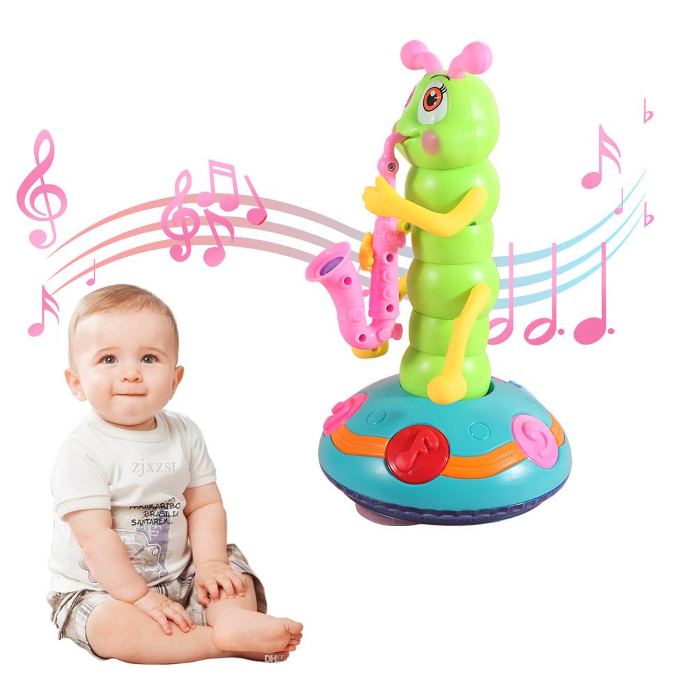 LED Electric Music Toy Interactive Dancing Caterpillar Toy Saxophone Caterpillar Toy  Kids Toddlers