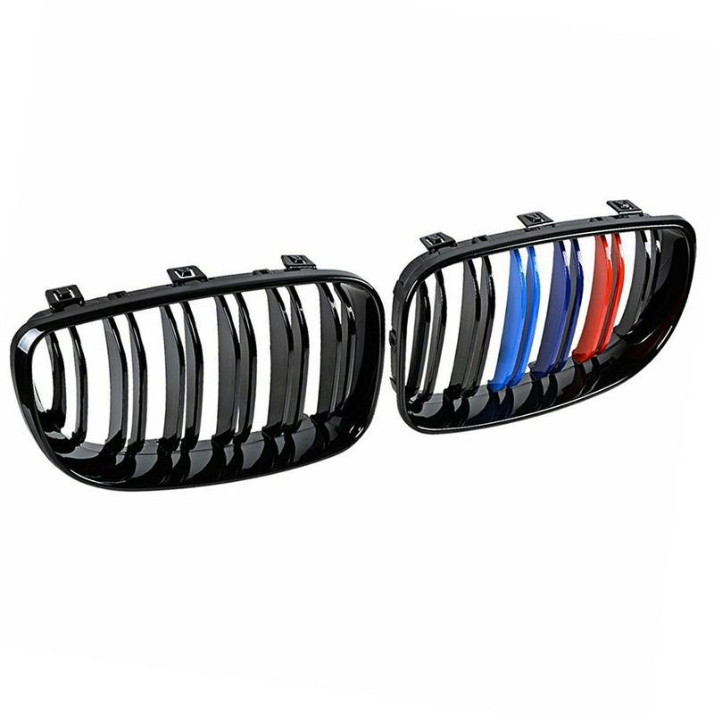 Gloss Black M Style Grille Front Bumper Grille For BMW E81 E82 E87 E88 128I 135I 2007-2011 Double Line Front Bumper Grills