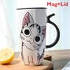 Niedliche Keramik-Kaffeetasse mit Deckel, große Kapazität 600 ml, Tier-Tassen, Kreatives Trinkgeschirr, Kaffee-Teetassen, Neuheitsgeschenke, Milchbecher