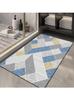 Modern Abstract Block Pattern Non-Slip Silicone Backing Rug, Contemporary Style for Minimalist Bathroom