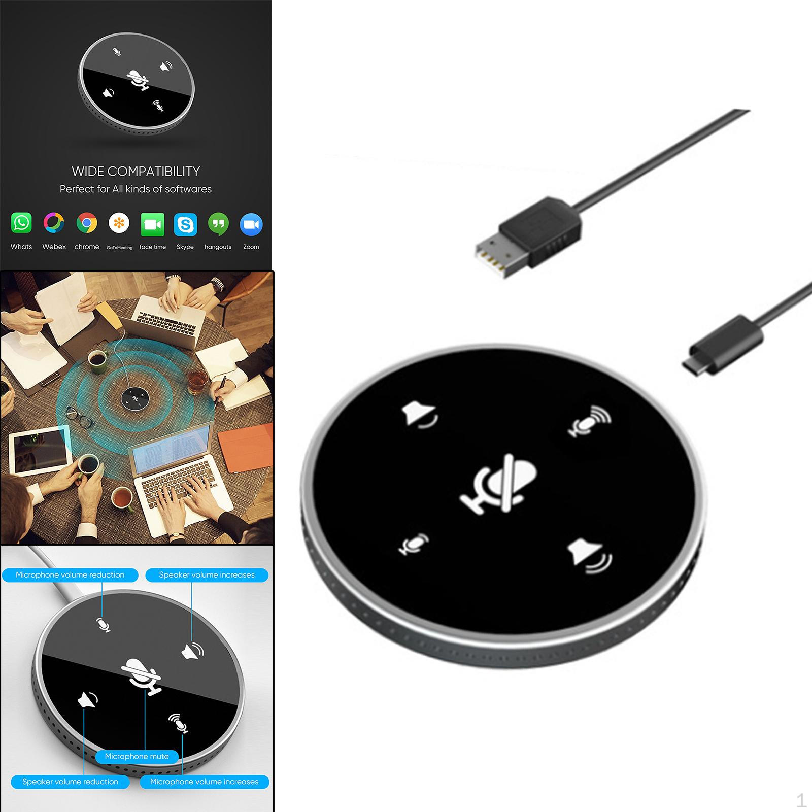 

Conference Microphone, Portable USB Computer Mic, 360° Omnidirectional PC Microphone for Black