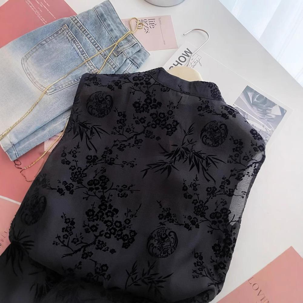 Retro Thin Shirt, Chinese Cheongsam Top, Short-sleeved T-shirt