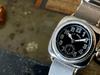 Military watch Cushion watch Black dial Gray buckskin Nato strap [M.R.M.W.]
