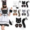 Flauschiger Pelz Schwanz Maske Handschuhe Katzenpfoten Hände Handschuhe Und Wolf Therian Maske Set Für Halloween Cosplay Kostüm Party Zubehör