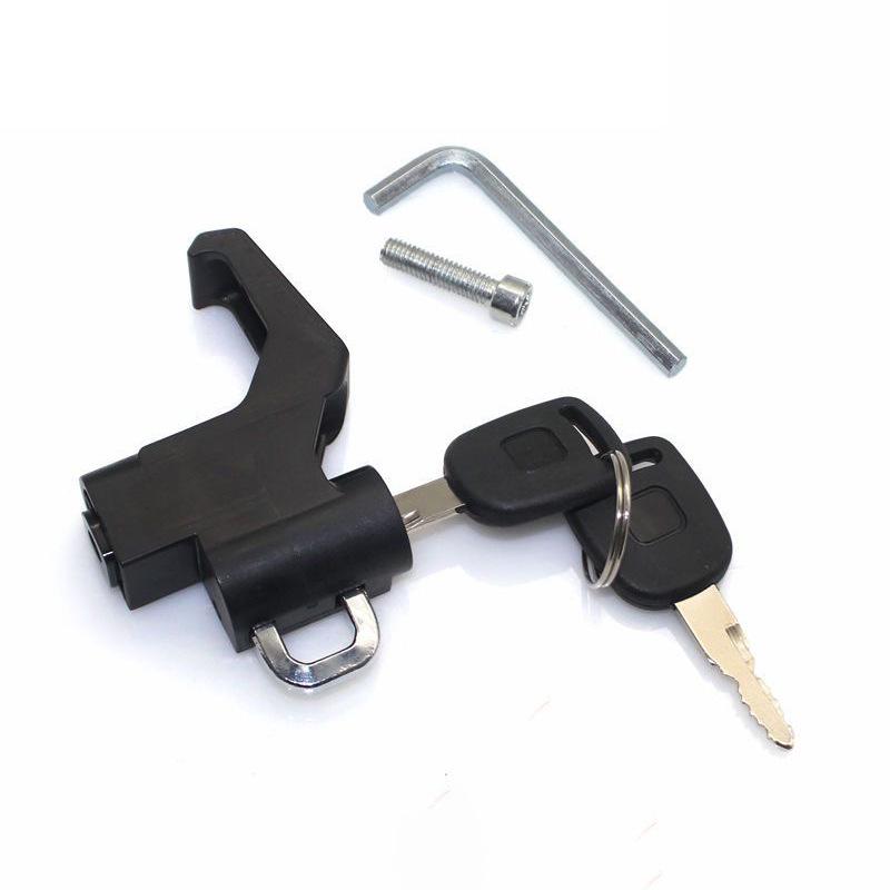 Electric Bicycle & Motorcycle Helmet Lock with Safety Buckle and Key Hook