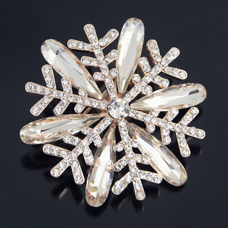 Exquisite Rhinestone Snowflake Brooch Pin - Elegant Lapel Accessory