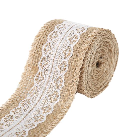 Handmade Retro Clear Texture Burlap Lace Roll Natural White Lace Jute Canvas Roll Home Supplies