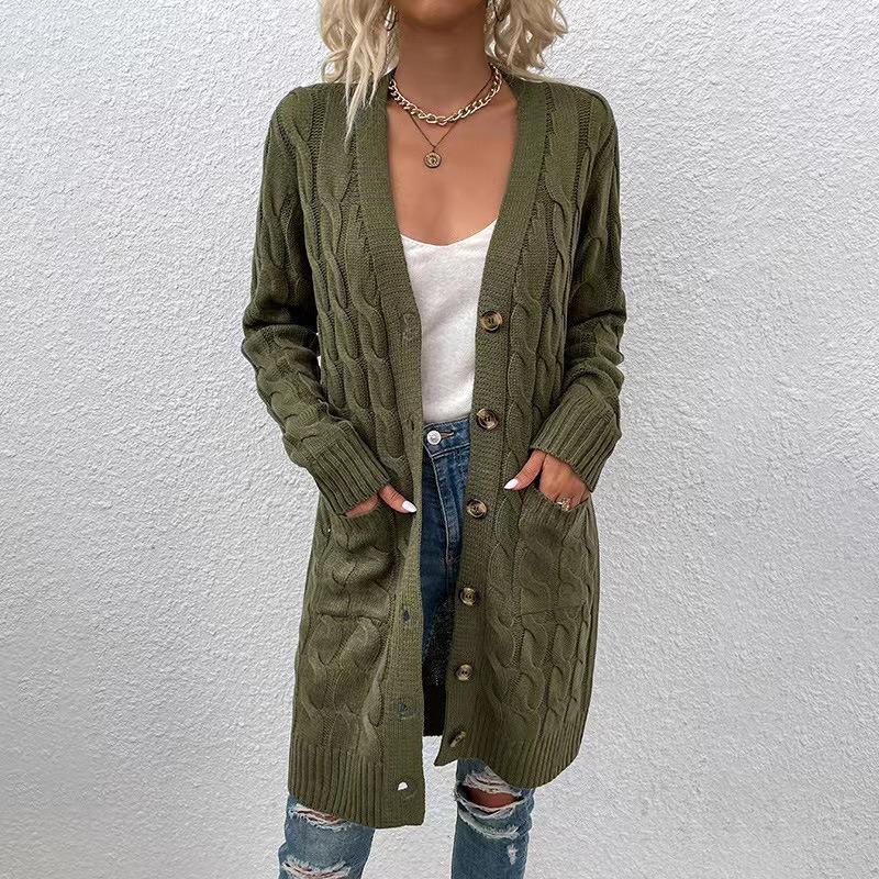 TIFICY Women's Fashion Casual Fall Winter Solid Color Print Long Sleeve V-Neck Sweaters