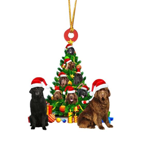 Christmas Dog Pendant 2D Flat Acrylic Hanging Santa Hat Dog Cat Christmas Tree Car Hanging Ornament Gift for Pet Lovers
