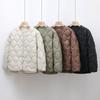 Autumn and Winter Women's Collarless Light Down Jacket Diamond Plaid V Collar Loose Short Jacket