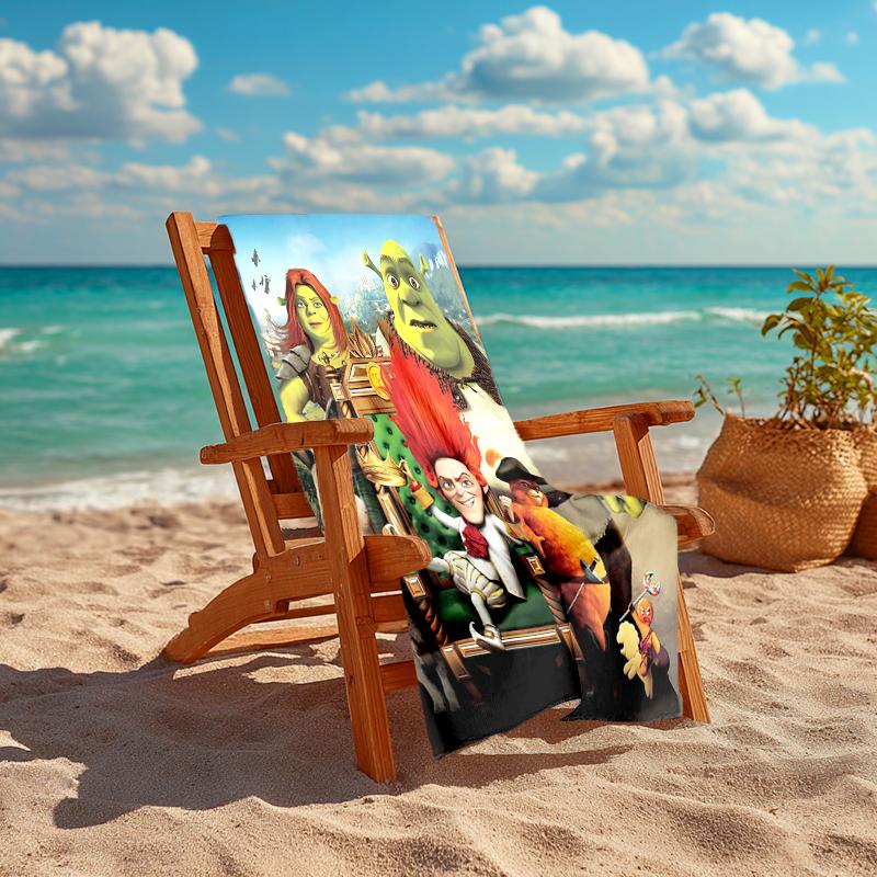 1pc Shrek1 Beach Towel, Comfortable and Thick, and Swimming/Bath/Picnic/Camping Towel, Suitable for Seaside Beaches