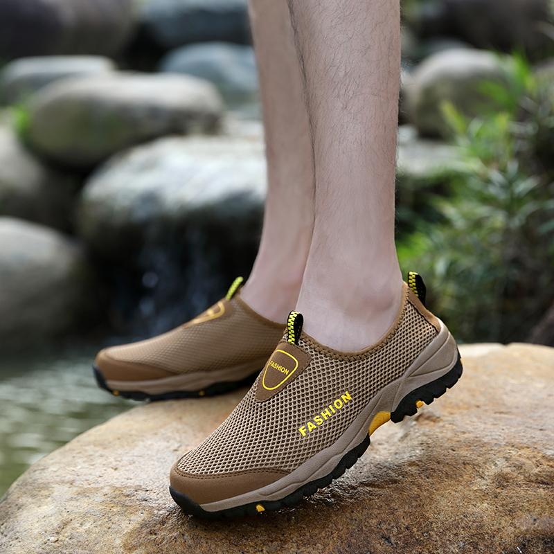 Men Breathable Sneakers New Fashion Shoes Climbing Hiking Shoes Men Outdoor Beach Shoes Mesh Shoes Mens Work Shoes Men