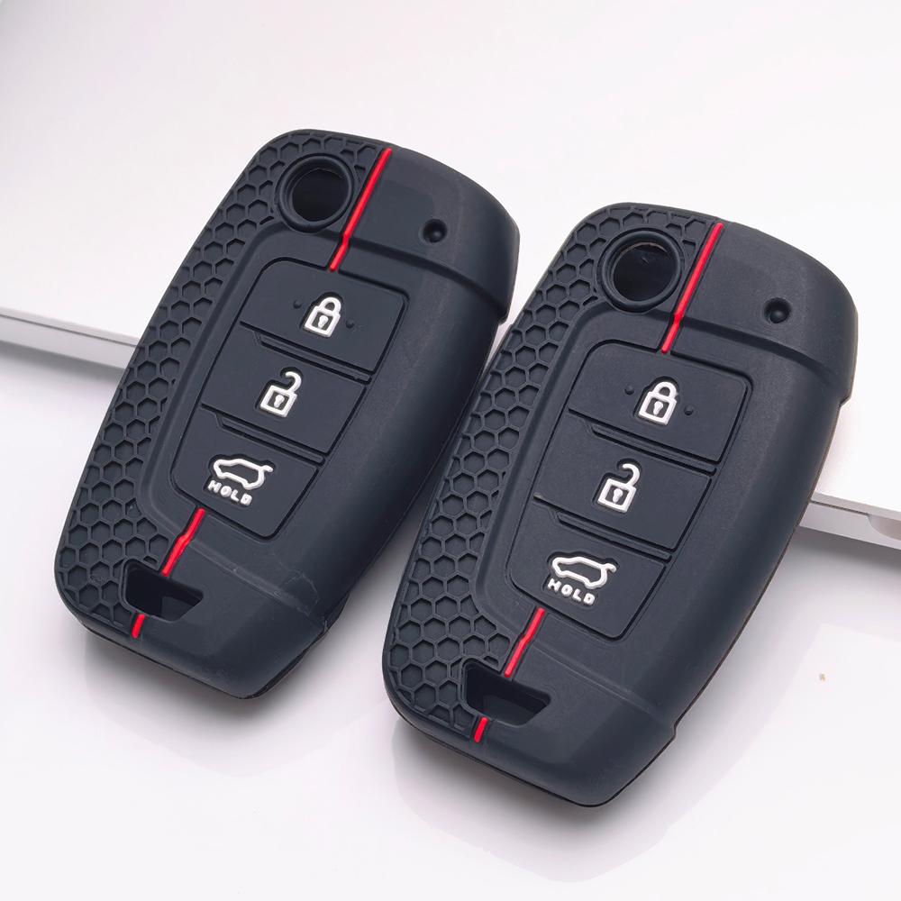 Silicone Flip Key Fob Cover Compatible with Kia Forte Rio Soul Sportage, Fits Hyundai Rio Sportage Sorento Elantra Tucson Forte Soul Optima Sonata