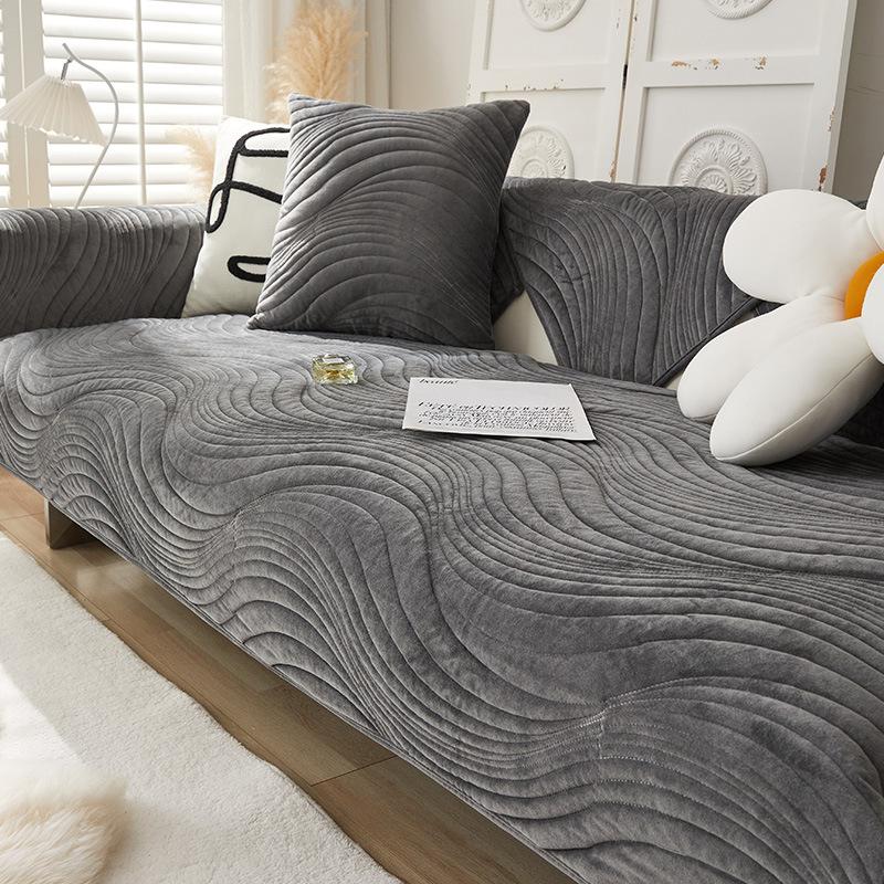 

Современная минималистичная и утолщенная плюшевая подушка для дивана, зимний противоскользящий и грязеотталкивающий кожаный диван, однотонная ткань 70*180cm