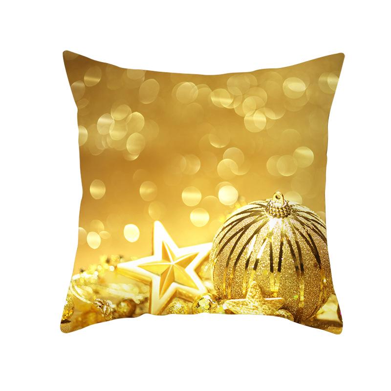 Golden Christmas Peach Velvet Cushion Cover New Digital Printed Square Cushion Cover Cushion Cover
