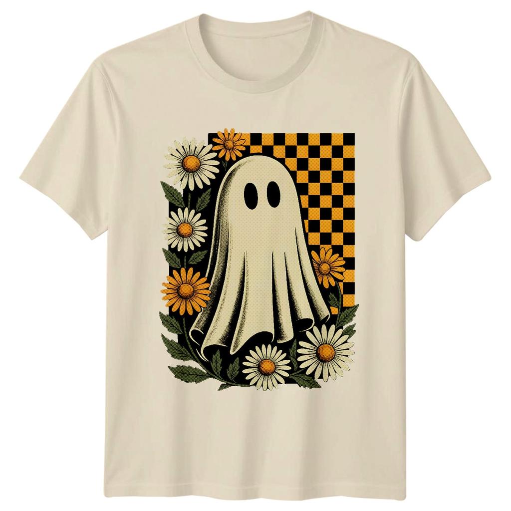 Ghost Daisy Halloween Unisexs Unisexs Graphic Tee Shirt Retro Style