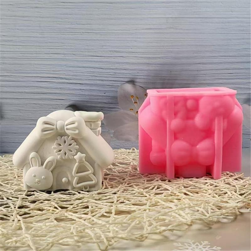 Silicone Crafting Mold for Unique Christmas Animal House Plaster Ornament Silicone Molds for DIY Craft Decorations