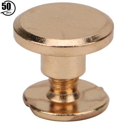 50 Sets 6.5mm Brass Flat Head Studs Screws Nail Rivets DIY Leather Craft  Fastener ScrewbackGold