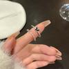 Shiny Cute Crystal Butterfly Zircon Rings for Women 2PCS Korean Minimalist Wedding Ring Silver Color Ring Jewelry