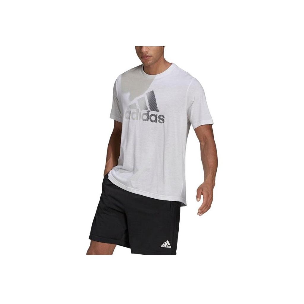 Adidas Logo Print Crew Neck Short Sleeve T-Shirt Men Tops White HF7210