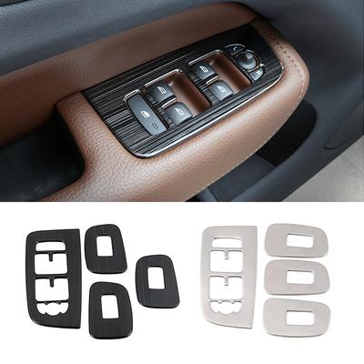 For Volvo XC60 LHD 2018  2022 Inner Door Armrest Window Lift Switch Button Panel Cover Stainless Steel Trim