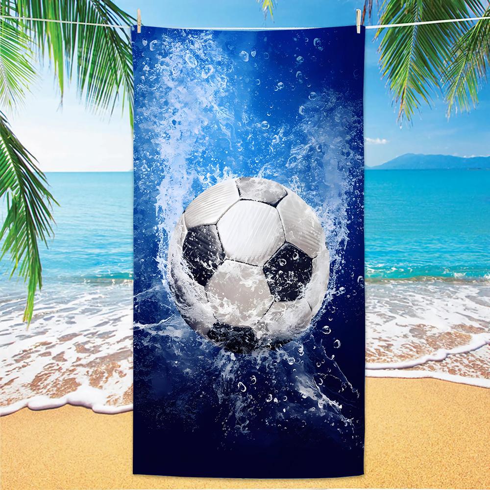 

New Football Beach Towel Soccer Themed Microfiber Bath Towel for Adults Seaside Quick Dry Towel W40*H60(CM)