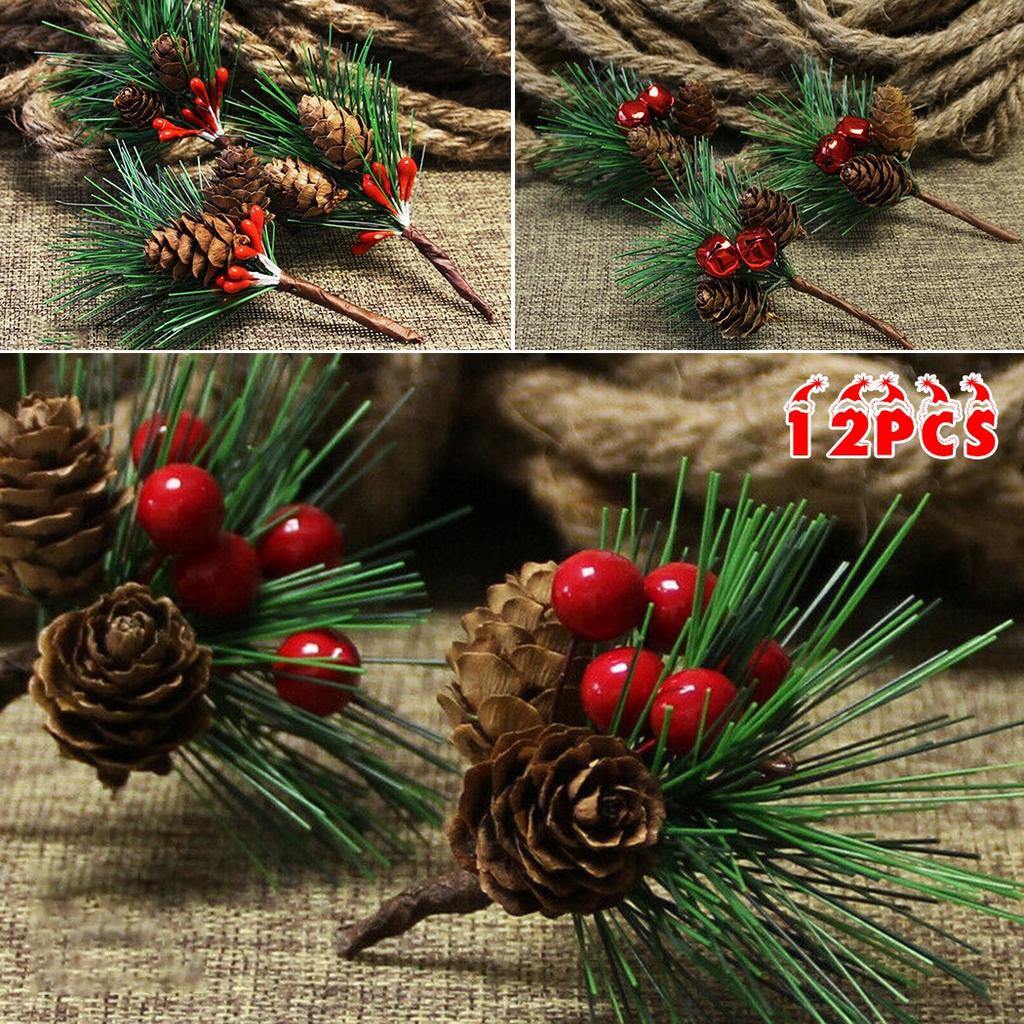 Künstliche Blume Kiefernzweige mit Beeren und Tannenzapfen Weihnachts-Hausdekoration