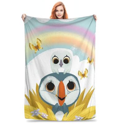 Couverture jetée en flanelle Puffin Rock Dessin animé Couvertures pelucheuses chaudes Couvre-lit doux pour lit Salon Maison Voyage Canapé